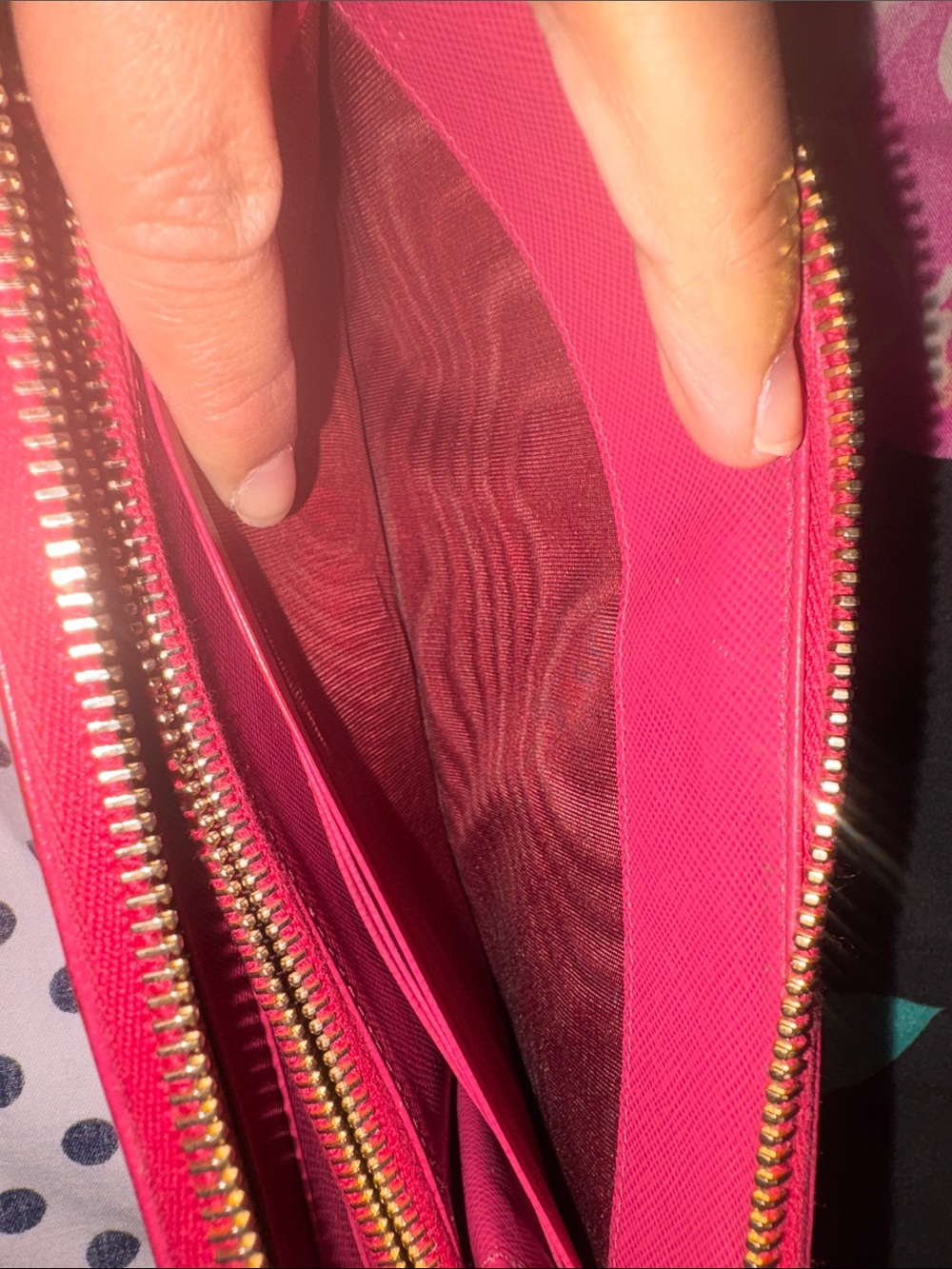 Prada Saffiano Zip-Around Wallet in Peonia Pink with Gold Hardware - Picture 5 of 15